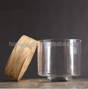 Tavolo idroponico moderno vetro nordico vaso di fiori con pianta artificiale vetro trasparente stampato con <span class=keywords><strong>Base</strong></span> in legno <span class=keywords><strong>Hurricane</strong></span> - Product Image 3