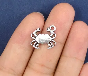 Mini antika gümüş yengeç kolye, 16x15mm yengeç kolye diy