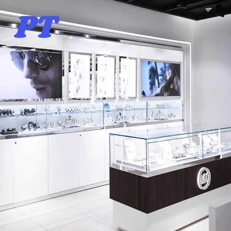 การออกแบบที่ทันสมัยไม้แว่นตากันแดดตู้โชว์สำหรับ Optical Shop