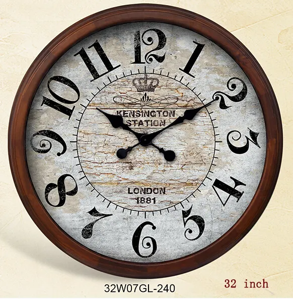 32 Inch Oversize Antique Nautical Real Wood Wall Analog Watch with Low MOQ and Factory Direct Sale Price