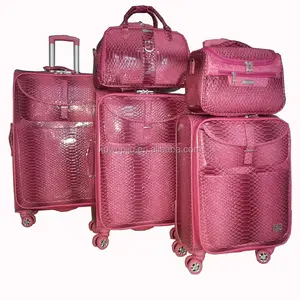 5 个 4 轮 pu 旅行箱与轮皮革独特的行李套装