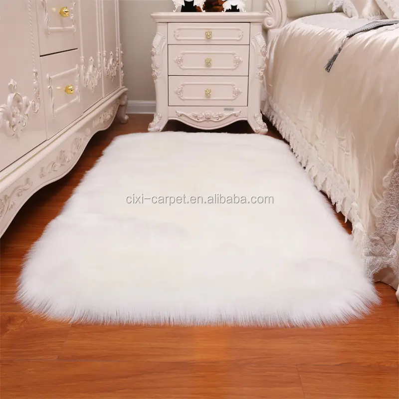 Di forma quadrata bianco puro di pecora famiglia faux tappeto di pelliccia