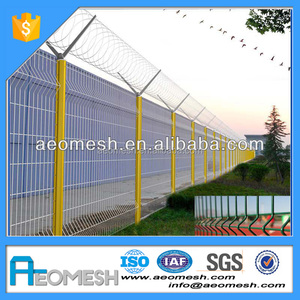 Aeomesh รั้วสนามบินคุณภาพสูงทำในกวงดงเสา Y พร้อมมีดโกนลวดหนาม (โรงงานจริง)