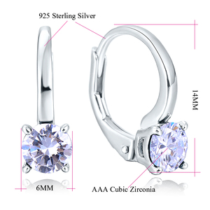 POLIVA Boucles <span class=keywords><strong>d</strong></span>'oreilles solitaires en zircon cubique avec <span class=keywords><strong>diamant</strong></span> unique Boucles <span class=keywords><strong>d</strong></span>'oreilles en argent sterling S925 avec serrure française de Guangzhou, Chine - Product Image 6