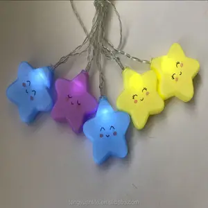 Battery Operated Colorful Smily Star String Lights Room Decorations Starry Lights for Bed Canopy Kids Playhouse Accessories