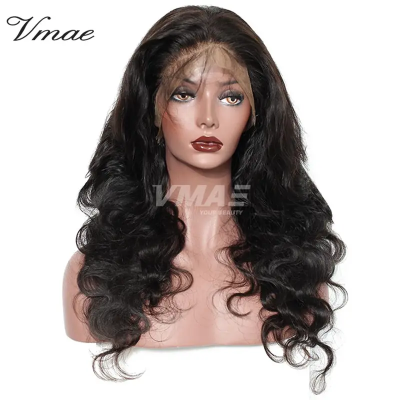 VMAE Preço barato virgem brasileira cru humana 130 150 densidade onda corporal cor natural renda macia com cabelo de bebê perucas 360