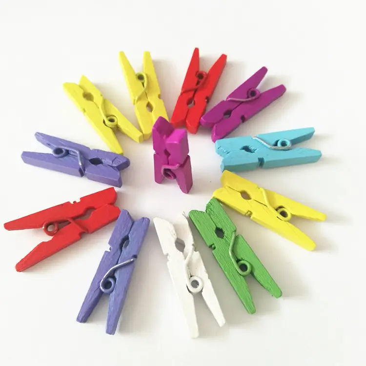 Dekorativer Clip aus farbigen hölzernen Wäsche klammer Mini Craft Wäsche klammern