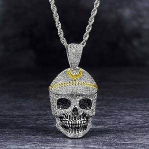 KRKC&CO - Joyería Hip Hop con Colgante Militar y Calavera con Incrustaciones de Oro Blanco para Venta al por Mayor - Product Image 1