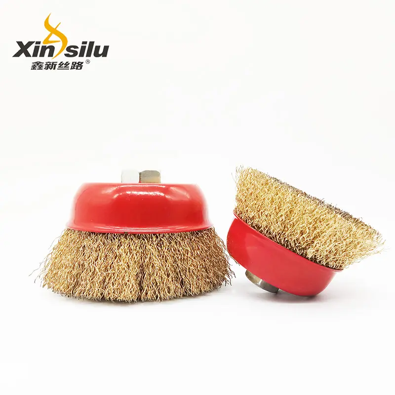 Crimped Cup Shape Brass Wire Brush for Rust Removal