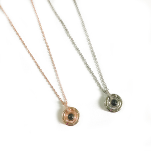 Collier pendentif circulaire avec inscription « Je t'aime » en 100 <span class=keywords><strong>langues</strong></span>, plaqué argent et or rose, tendance 2021, haute qualité - Product Image 1