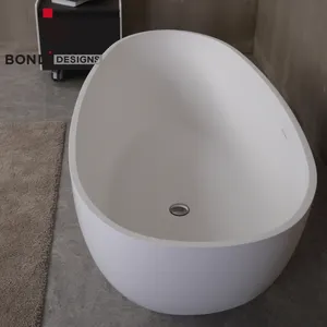 New White Acrylic Solid Surface Oval Freestanding Bathtub