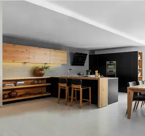 Gabinete de cocina de madera maciza con diseño italiano moderno personalizado, con diferentes colores