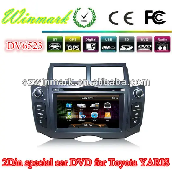 Toyota YARIS específico de coches reproductor de DVD con IPOD, Bluetooth, GPS, radio, ATV, DVB-T, ATSC, CONTROL DE LA RUEDA DE S