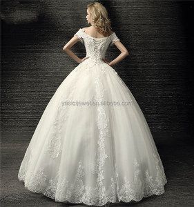 Suzhou perfecto blanco <span class=keywords><strong>vestido</strong></span> de boda Cap manga V cuello de encaje vendaje <span class=keywords><strong>vestido</strong></span> de <span class=keywords><strong>novia</strong></span> longitud del piso - Product Image 2