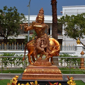 大金属真鍮インド仏彫刻ラダクリシュナ銅像 - Product Image 2