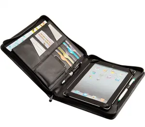 ธุรกิจ Organizer สำนักงานเครื่องเขียนหนังสีดำสำหรับ iPad