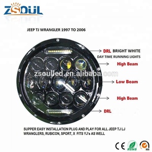 Nuevos accesorios para <span class=keywords><strong>Jeep</strong></span> LED RGB DRL y luz de giro amarilla DOT faros delanteros de 7 pulgadas anillo de Halo de haz alto y bajo redondo para <span class=keywords><strong>Jeep</strong></span> Wrangler - Product Image 5