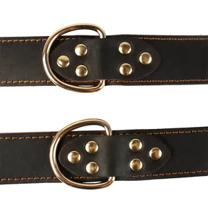 Best quality pet products dog leather collar with metal buckle