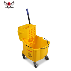 Plastic 36L Yellow Industrial Squeeze <strong>Mop</strong> <strong>Bucket</strong> with Side Press Wringer - Product Image 5