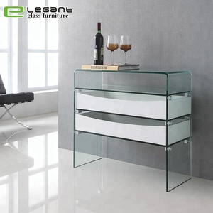 Stainless Steel <strong>Console</strong> <strong>Table</strong> with Tempered <strong>Black</strong> Glass Top - Product Image 4