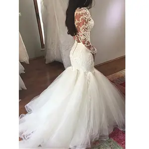 Vestido de recepção de casamento de manga longa, vestido de casamento 2019