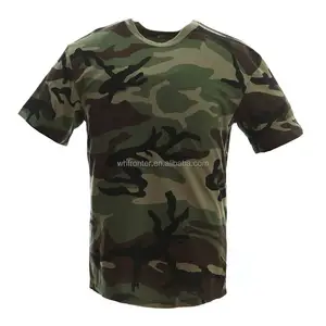 Vente en gros 100% coton anti-rides Camouflage Woodland T-Shirt unisexe style formel pour l'été solide teint avec un design vierge