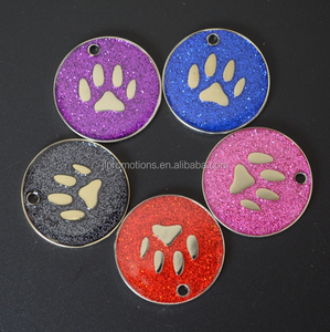 25mm diámetro de aleación de zinc pet tag con brillante pintura en polvo epoxi y huella - Product Image 1