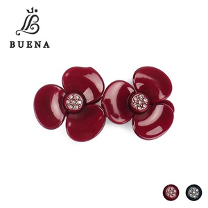 Di modo Camelia Acrilico Dei Capelli Della Clip di Strass Splendido Doppio Mollette Per Capelli Fiori Clip di Capelli Delle Donne Del Fiore - Product Image 6