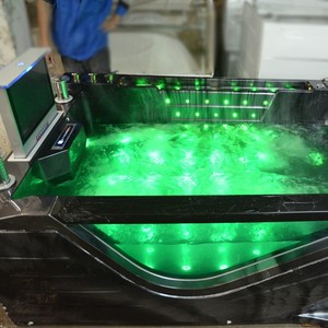 Bañera de hidromasaje de lujo para interiores de 128cm, baño de hielo de fibra de vidrio negro, acrílico blanco europeo para baño de Hotel, incluye escurridor - Product Image 2