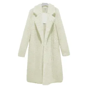 ผู้หญิงฤดูหนาว Warm Fluffy Long Coat Parka เปิดด้านหน้า Cashmere Jacket