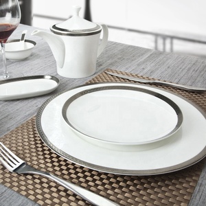 Luxury European Style Tourist Resort Wedding Sliver Decal Fine <strong>Bone</strong> <strong>China</strong> <strong>Dinner</strong> <strong>Set</strong> - Product Image 1