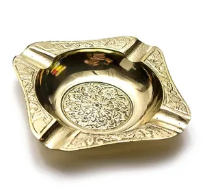 Tùy Chỉnh Kim Loại Ngoài Trời Hoặc Trong Nhà Sử Dụng Vàng Brass Ash Tray Thủ Công Dân Gian