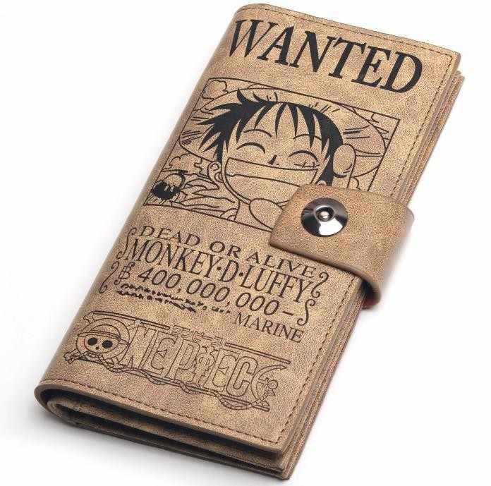 Anime One Piece PU Carteira para Mulheres e Homens, Desenhos