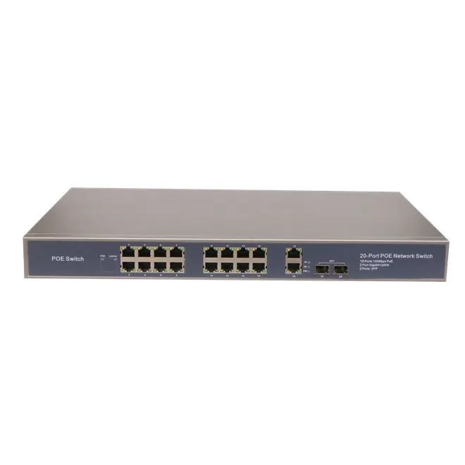 Fast Ethernet 20 Port PoE Switch 16 Port PoE for Hikvision IP camera