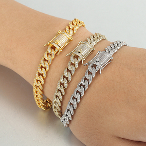 Perhiasan modis gelang Tautan Kuba zirkon berlian berlapis emas 14k untuk pria - Product Image 3