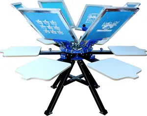 공장 판매 6 색 6 스테이션 수동 로터리 티셔츠 스크린 인쇄 기계