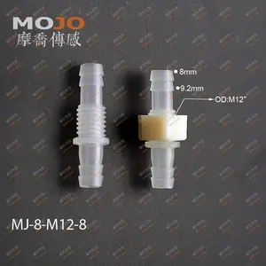 MJ-8-M12-8 (Avec Écrous) Barb 8mm Moyen OD: M12 tuyau d'eau cloison Tuyau adaptateur de tuyau