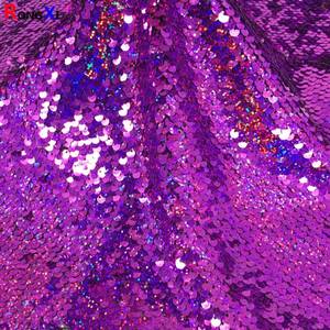 Prix compétitif RXF0751 5MM tissu à paillettes réversible multicolore 100% polyester maille paillettes dentelle française tissu de broderie - Product Image 6
