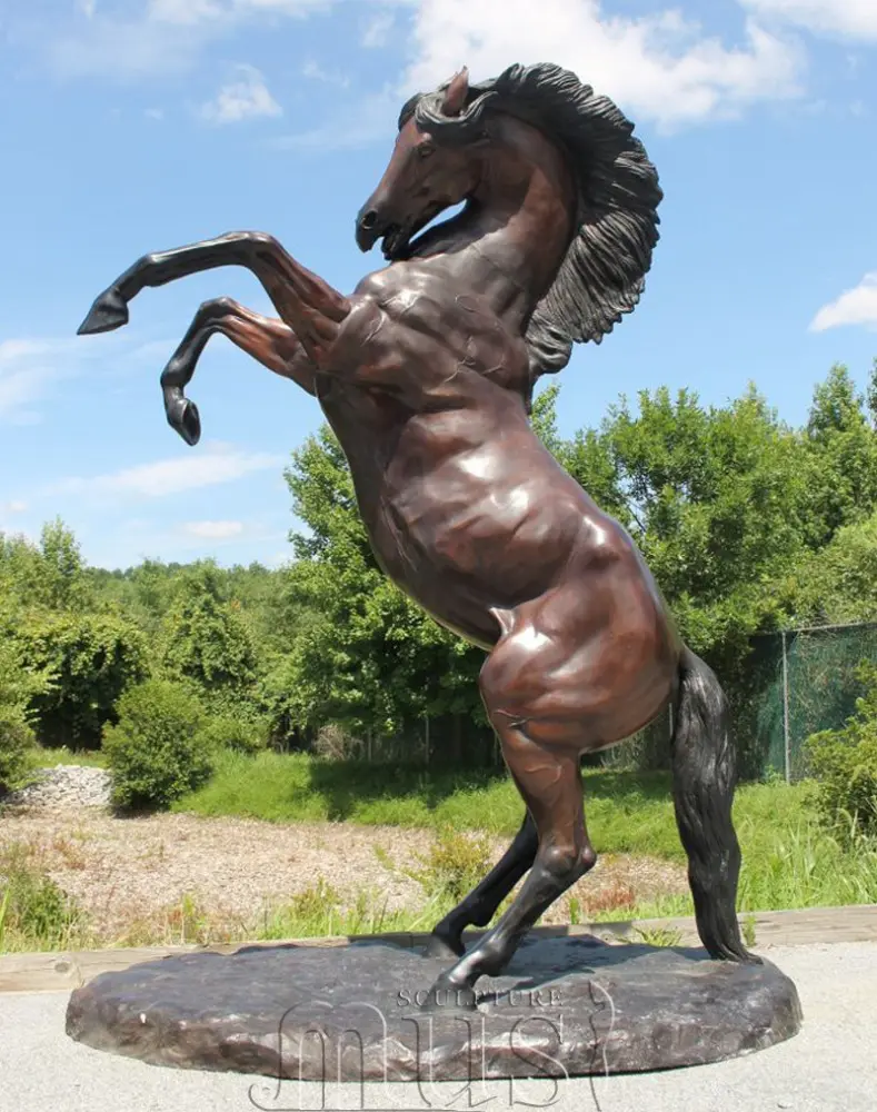 Außen Dekoration Große Bronze Aufzucht Antike Pferd Statue