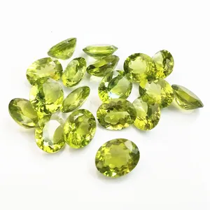 Cutting Batu Permata Green Oval Bentuk Alami Olivine 10X12 Mm Kristal Longgar Permata