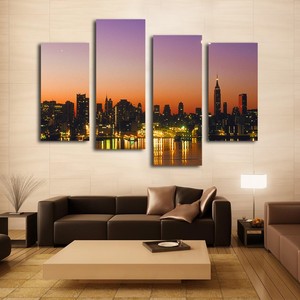 Edificios de La Ciudad moderna Con Encanto Noche impresiones de la lona wall art decor - Product Image 1