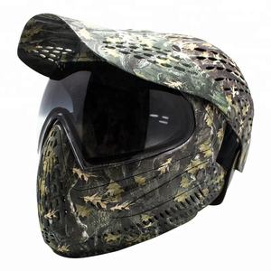 Helm Paintball Camo Headshield dengan Masker Penutup Kepala Penuh dan Perlindungan Kacamata dengan Lensa Cermin Emas - Product Image 2
