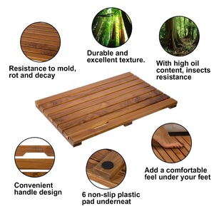 Bath <strong>Shower</strong> <strong>Mat</strong> Teak <strong>Wood</strong> Luxury Spa Solid Indoor / Outdoor Inside or on the Bathroom Bath <strong>Mat</strong> Sustainable,non Slip Hang Tag - Product Image 5