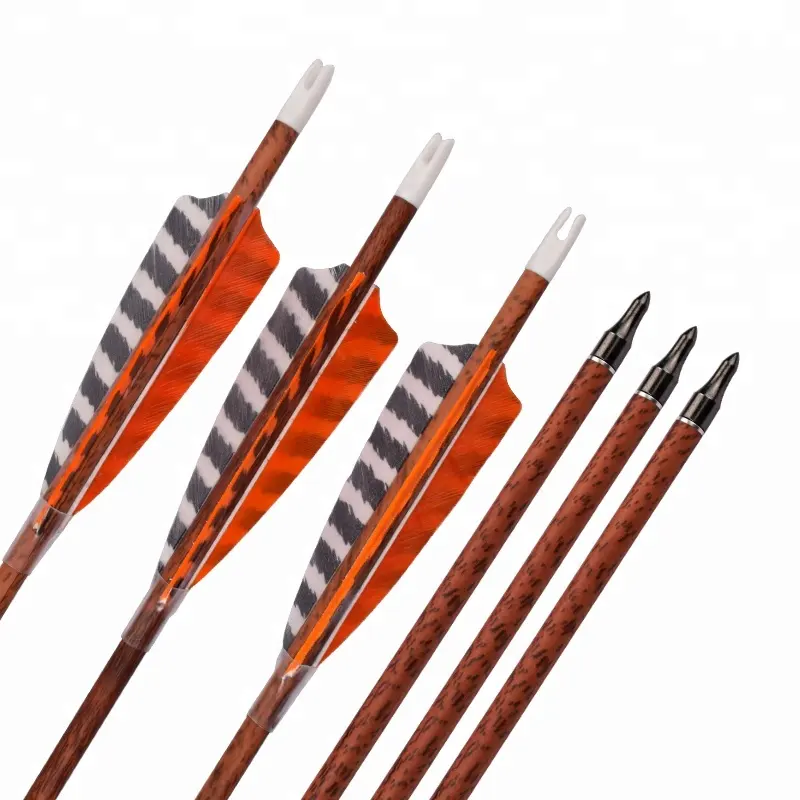 Elong Outdoor Woodcamo Carbon Arrow with Turkey Feather for Outdoor Traditional Bow Carbon Arrows