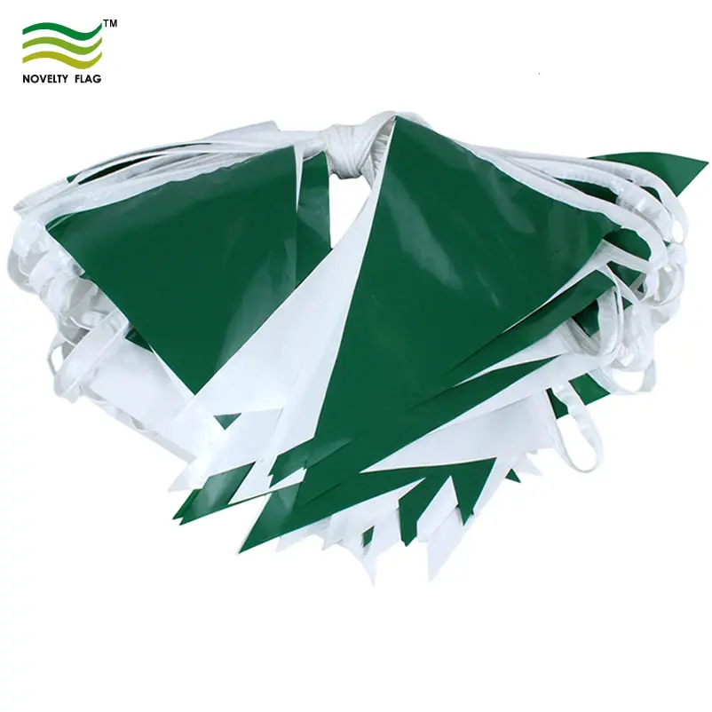 कस्टम हरे सफेद पेनेनेंट ध्वज विनाइल pvc बंटिंग ध्वज