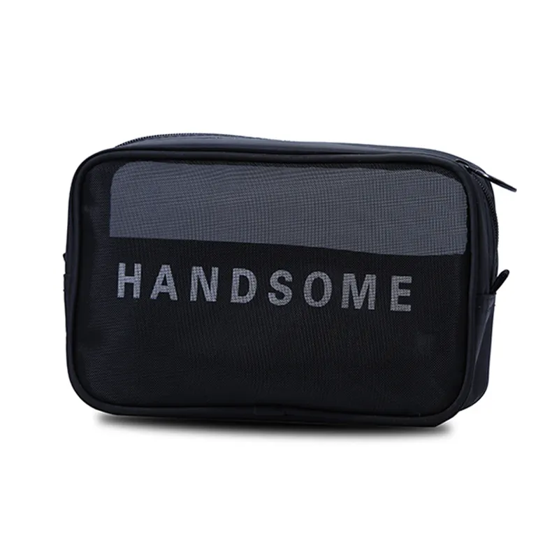 Wholesale Custom Logo Women Men Unisex Travel Transparent Nylon Mesh Cosmetic Makeup Zipper Bag Set