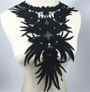 Collier de cou de dentelle de <span class=keywords><strong>crochet</strong></span> de broderie de 100% coton <span class=keywords><strong>pour</strong></span> la coutume de vêtement - Product Image 1