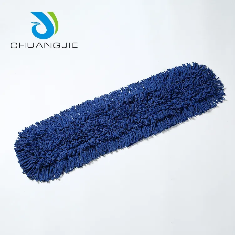 ที่ถอดออกได้ผ้าฝ้ายโพลีเอสเตอร์สีฟ้าเปียก flat mop head