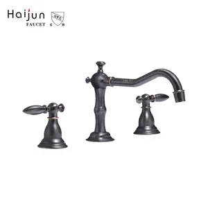 تصميم جديد 3 ثقوب مزدوجة ليفر بالوعة المياه مغسلة صنبور حوض خلاط صنبور - Product Image 4