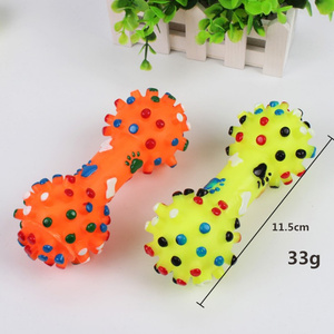 Renkli noktalı dambıl şekilli sıkmak gıcırtılı Faux kemik evcil köpek oyuncak - Product Image 2